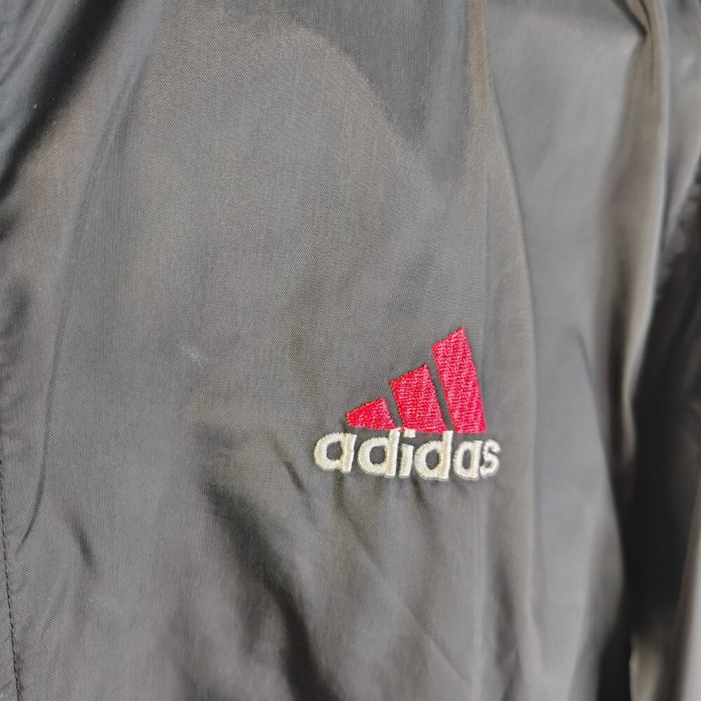 VINTAGE Adidas Jacket Size XL‎ Red Black Windbreaker Track Stripe Embroidered - Picture 3 of 12